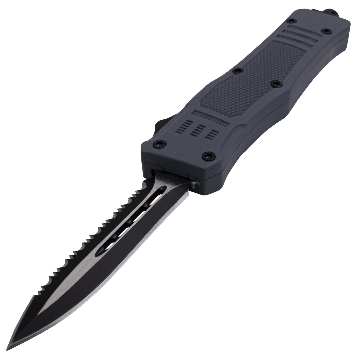 Covert OPS USA OTF Automatic Knife 7 Inch Overall Half Serrated Grey
